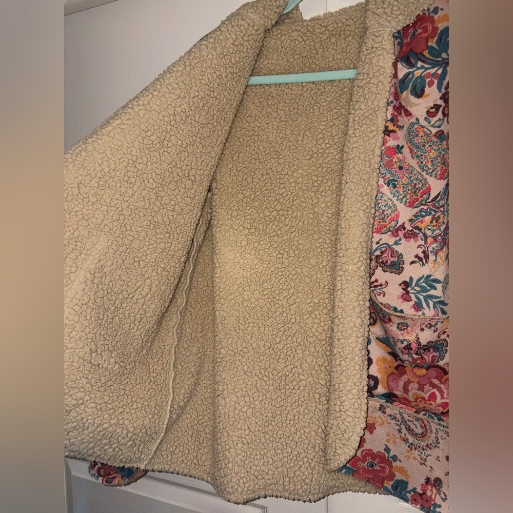 PAISLEY FLORAL SHERPA LINED JACKET size S - Picture 7 of 8